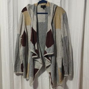Super plush color block hoodie cardigan!